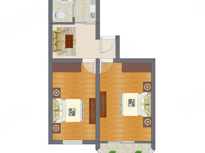 2室1厅 67.15平米户型图