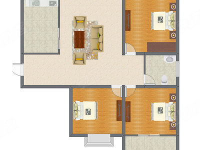 3室1厅 115.00平米