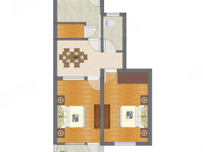 2室1厅 69.47平米