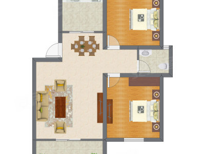 2室1厅 86.95平米户型图
