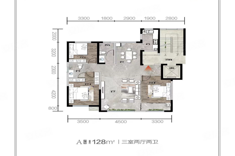 悦海竹溪里3室2厅2卫128㎡南北92万