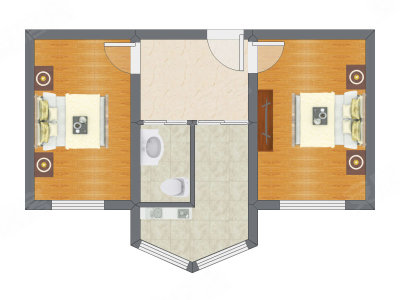 2室1厅 56.02平米户型图