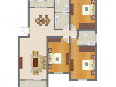 3室2厅 122.53平米户型图