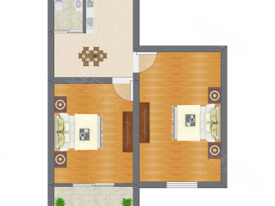 2室1厅 53.00平米户型图