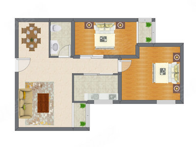 2室2厅 95.33平米户型图