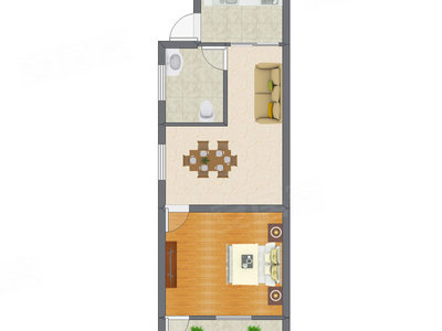 1室1厅 42.85平米