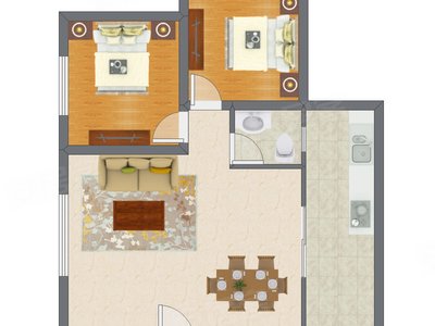 2室2厅 73.00平米