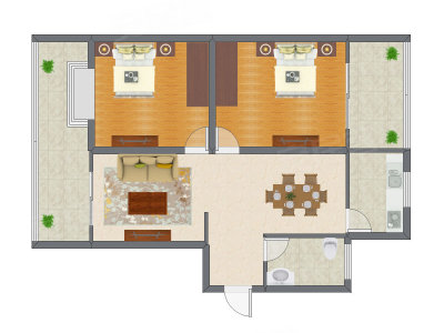 2室2厅 90.67平米