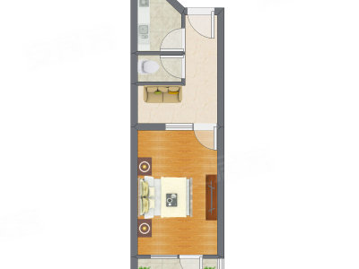 1室1厅 39.78平米户型图