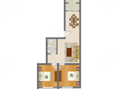 2室2厅 81.45平米户型图