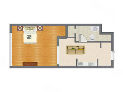 1室1厅 60.82平米户型图