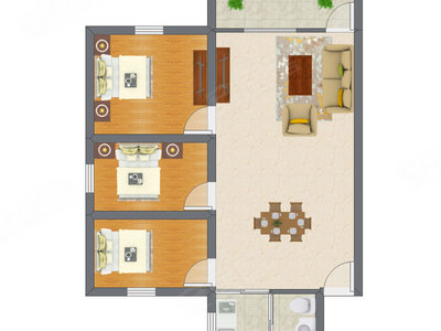 3室2厅 65.00平米