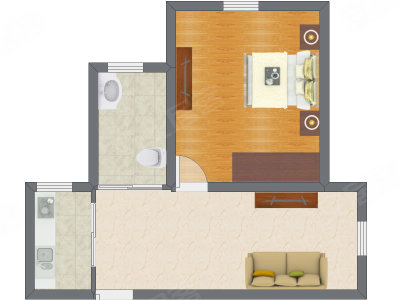 1室1厅 40.15平米户型图