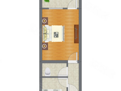 1室0厅 34.85平米户型图