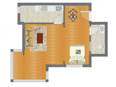 1室0厅 69.52平米户型图