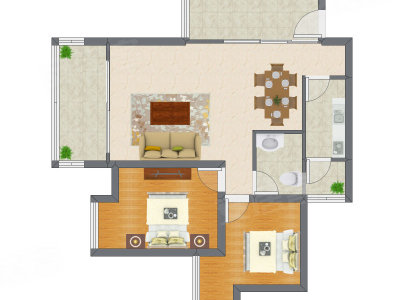 2室2厅 85.95平米户型图