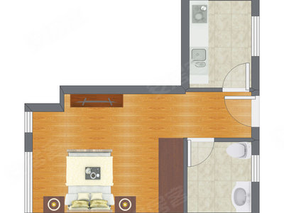 1室0厅 27.35平米户型图