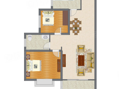 2室2厅 101.48平米户型图