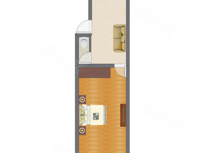 1室1厅 40.00平米户型图