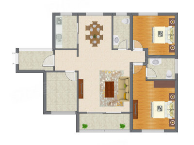 3室2厅 115.00平米户型图