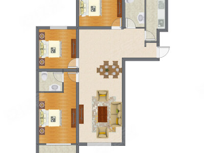 3室2厅 130.24平米户型图