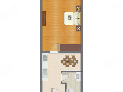 1室1厅 63.50平米户型图