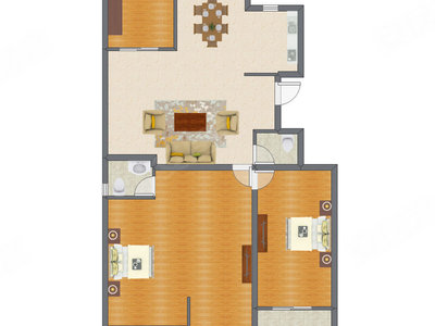 2室2厅 156.00平米户型图