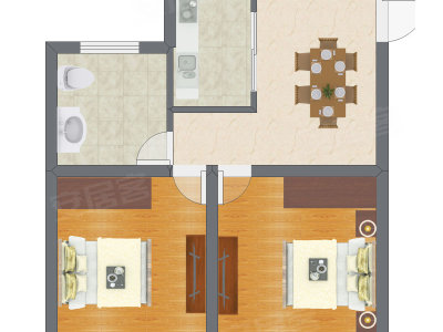 2室1厅 39.01平米