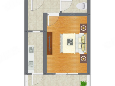 1室0厅 38.42平米户型图