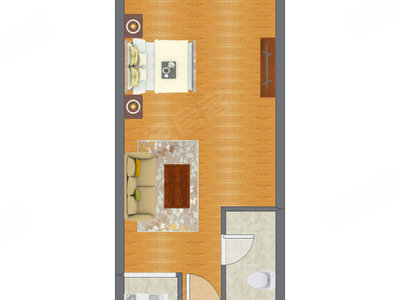 1室1厅 73.25平米户型图