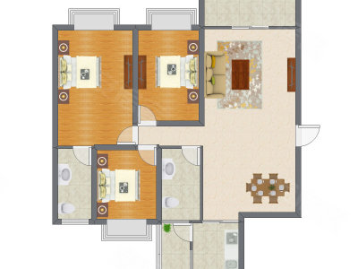 3室2厅 115.73平米户型图