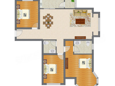 3室2厅 140.40平米