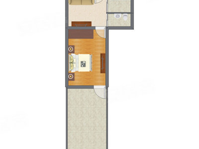 1室1厅 43.17平米户型图
