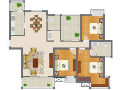 3室2厅 99.12平米