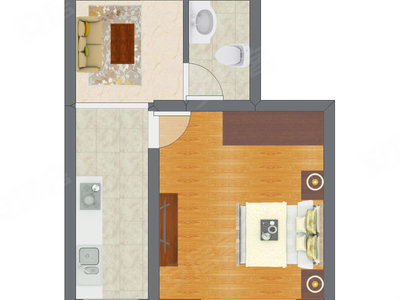 1室1厅 28.84平米户型图