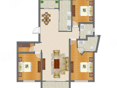 3室2厅 144.42平米