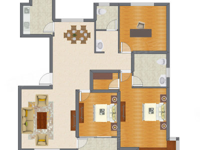 3室2厅 182.00平米户型图