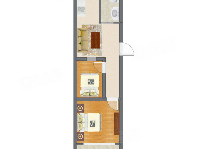 2室1厅 47.72平米户型图