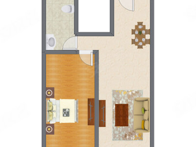 1室2厅 71.00平米户型图