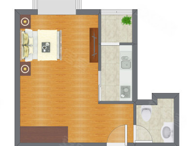 1室0厅 32.14平米户型图
