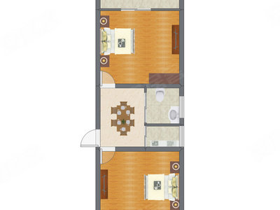 2室1厅 49.51平米
