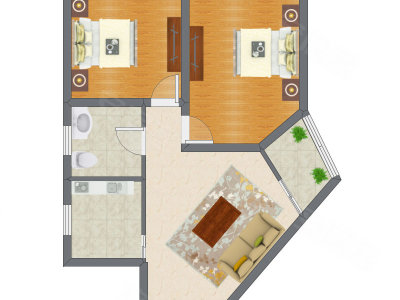 2室1厅 87.00平米户型图