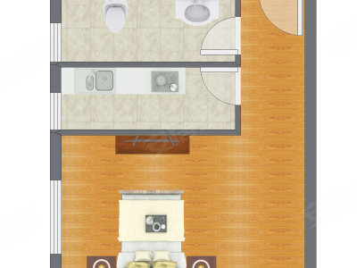 1室0厅 36.65平米户型图