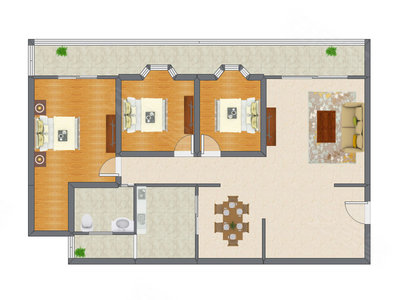 3室2厅 143.63平米户型图