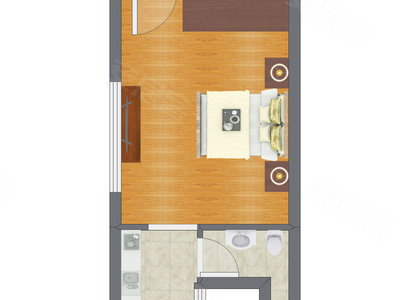 1室0厅 33.93平米户型图