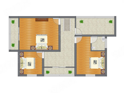2室1厅 55.70平米