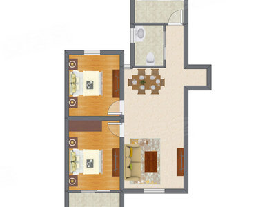 2室2厅 80.70平米户型图