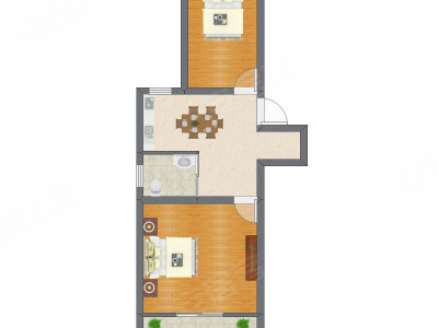 2室1厅 48.00平米户型图