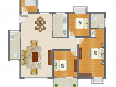4室2厅 96.35平米