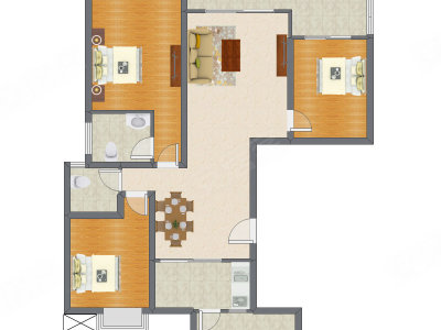 3室2厅 98.14平米